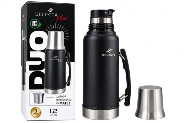 TERMO SELECTA 1.2L CON TAPA GUAMPA AC.INOX DUO NEGRO